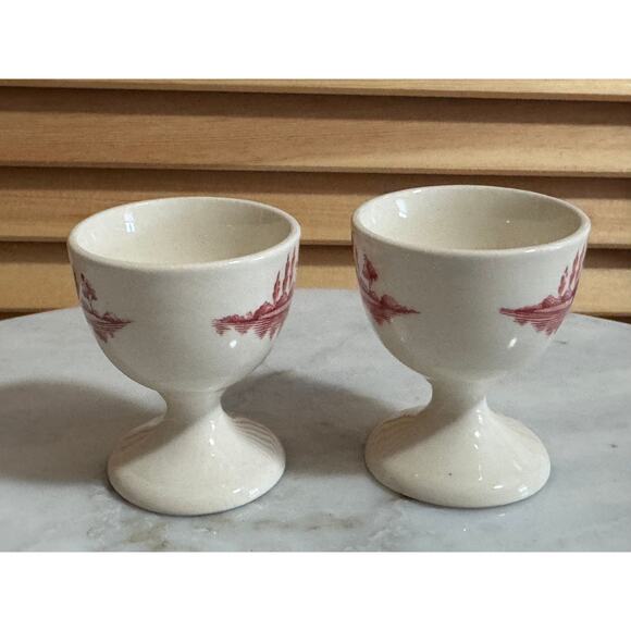Vintage Johnson Brothers "Old Britain Castles" Pink Single Egg Cups - Set of 2 - Picture 4 of 7